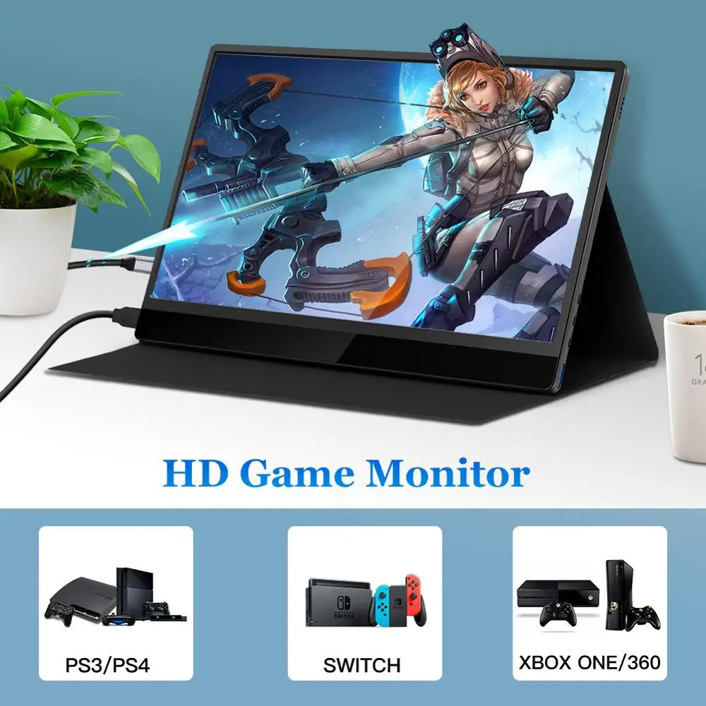 구매 Eyoyo-13.3 얇은 휴대용 게임 모니터, HDR 4K 1080 IPS HDMI USB C 두 번째 노트북 PC LCD 화면 디스플레이 전화 Xbox 스위치 PS4
