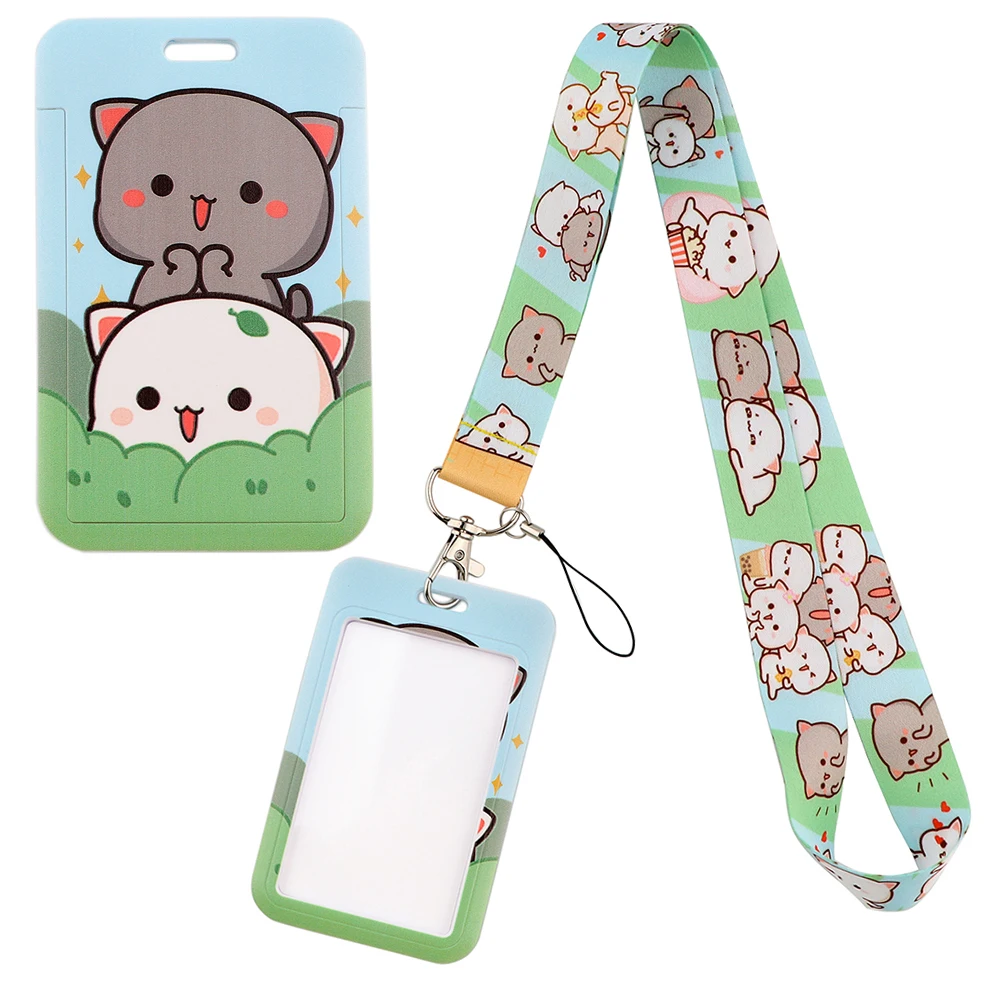

YQ600 Cute Cats Phone Strap Lanyard Campus ID Card Holder Neck Strap Keychain Cord Hang Rope Lariat Phone Rope Keyrings Kid Gift