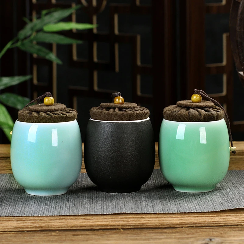 

Ceramic Celadon Tea Caddy Peach Airtight Jar Decoration Tea Container Exquisite tea cans 8.5*7cm Sugar Small Things Storage Box