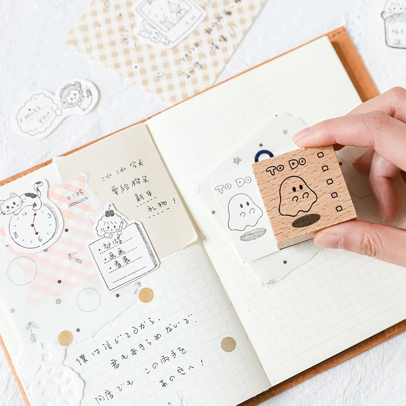 Счастливая симпатичная деревянная печать План выполнения украшения инструмента