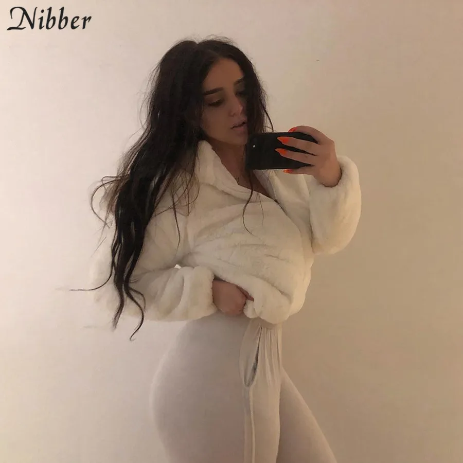 Nibber осень зима белое меховое пальто женские топы mujer офисные женские уличные для отдыха чистый элегантный балахон Свободная куртка теплое пальто mujer