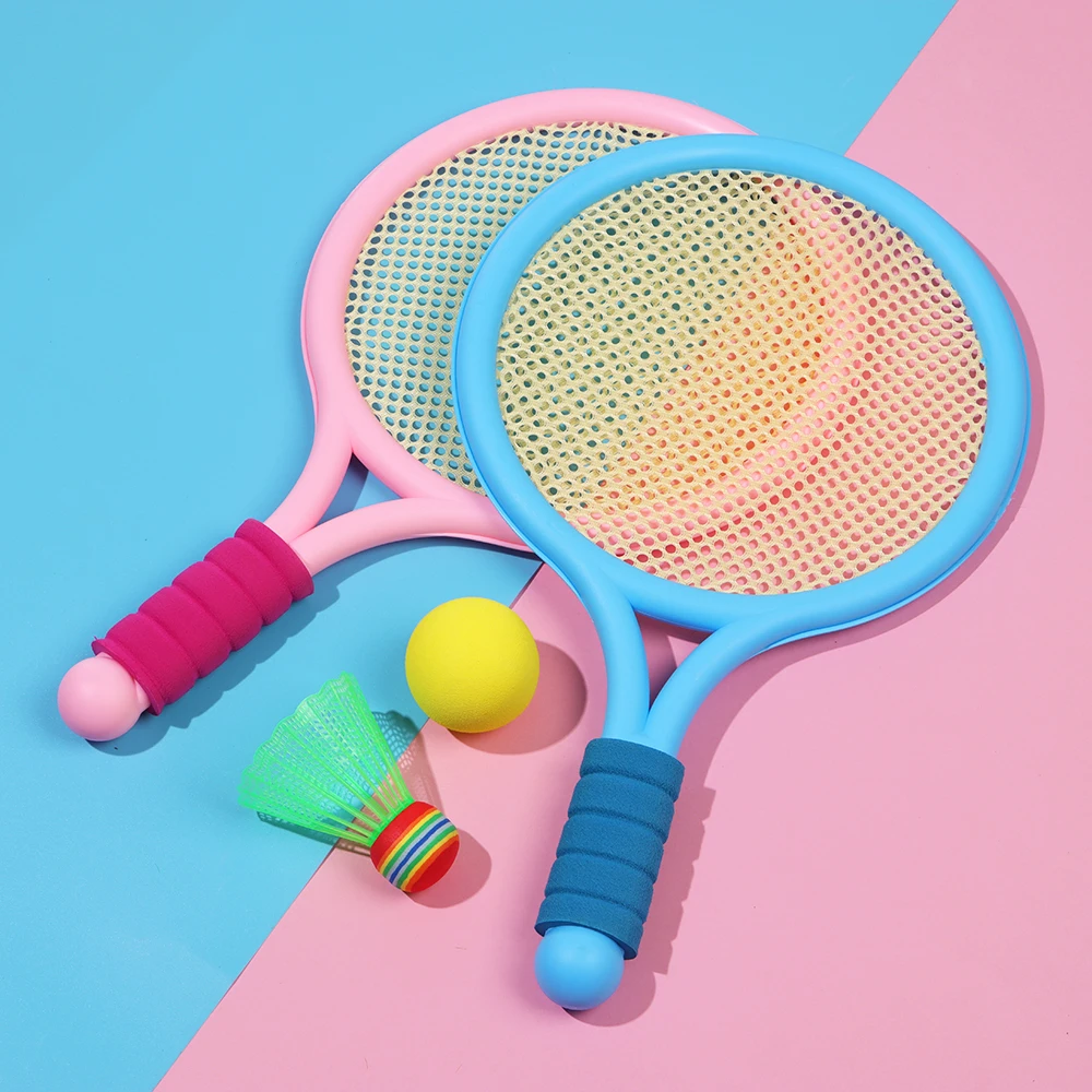 Детский пляжный комплект теннисных ракеток с двумя воланами для бадминтона, теннисных ракеток, мини-ракеток для бадминтона для спорта на от...