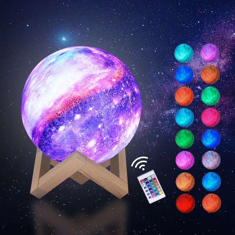3D Printing Moon Lamp LED Colorful Change Touch Home Decor Creative Gift Usb Night Light Galaxy Kids Birthday | Освещение