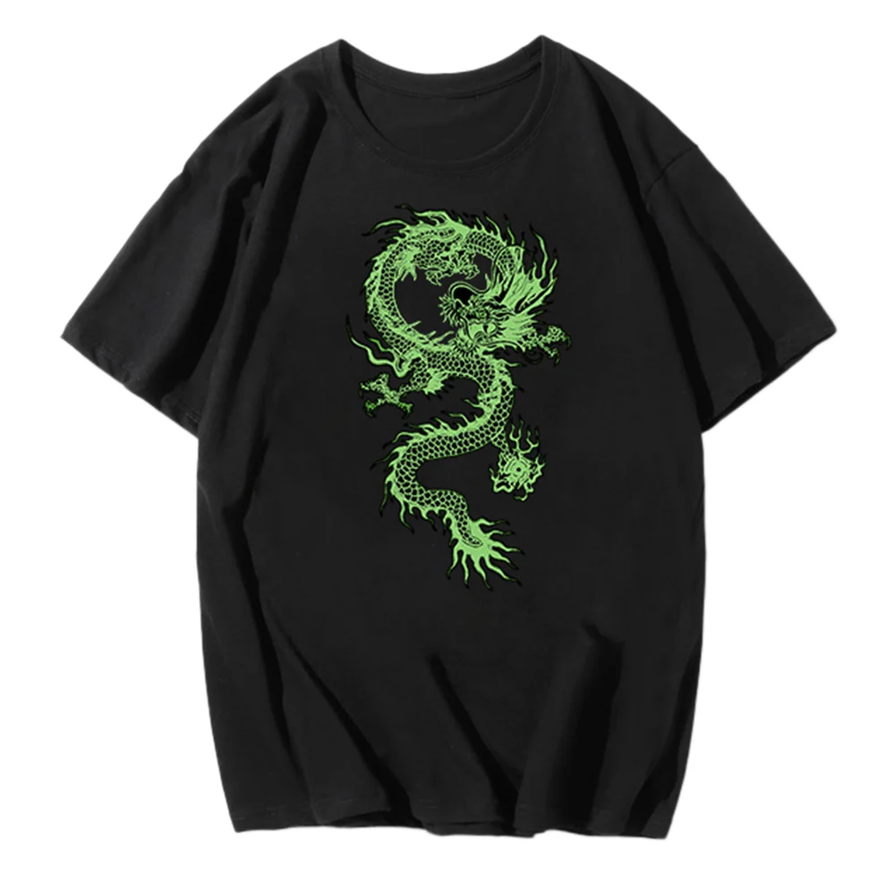 

Laamei Streetwear Tops Women's T-shirt Ulzzang Harajuku Vintage Chinese Dragon Print T-shirt Summer Oversize Loose Casual Women