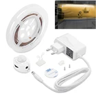 Движения Сенсор Светодиодные ленты PIR Сенсор теплый белый Светодиодные ленты светильник под кроватью светильник Спальня Санузел ночной Светильник s