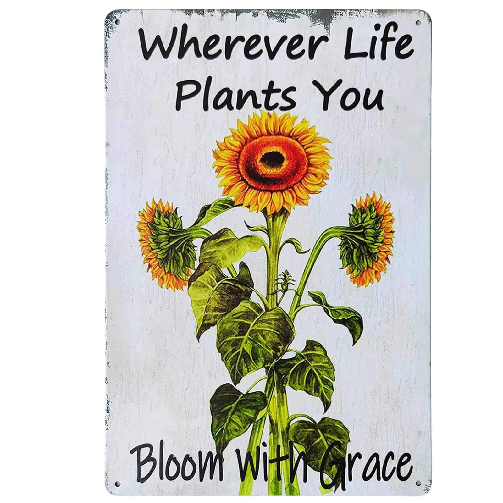 

Where Life Plants You Bloom with Grace Vintage Tin Bar Sign Farmhouse Wall Home Decor Garden Decorative Plaque for Living Room