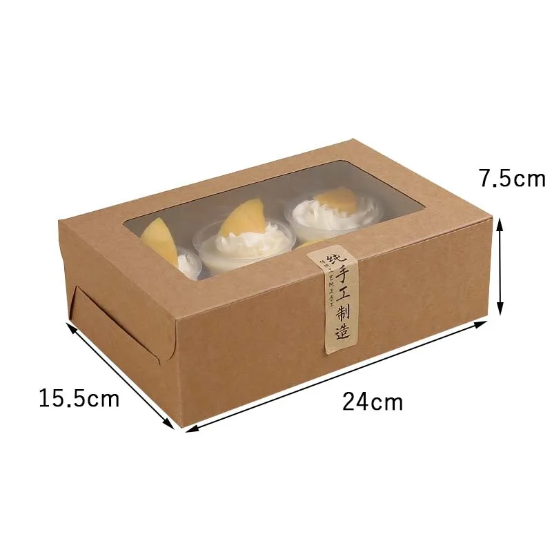 Коробка из крафт бумаги с 6 отверстиями для кексов тортов подноса торта мыла