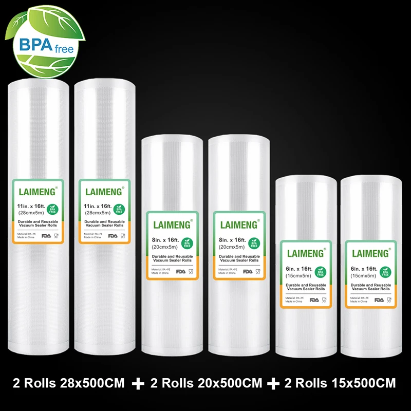 LAIMENG 6 рулонов/партия вакуумные упаковочные рулоны для вакуумных упаковщиков