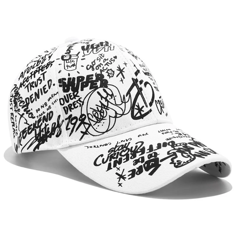 Street Personality Graffiti Sunscreen Baseball Caps Hole Adjustable Hip Hop Hat Soft Top Unisex Women Man Sun Hats