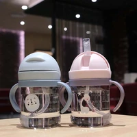 250ml baby feeding cup with straw infant children learn feeding drinking bottle kids training cup with straw
