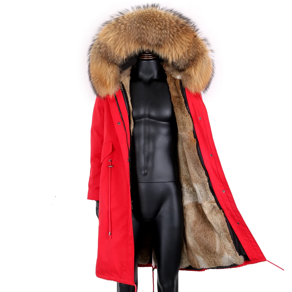 

2021 New Men Real Fur Coat Thick Warm Winter Waterproof Jacket Natrul Raccoon fur Hoodies Men Coat Parka