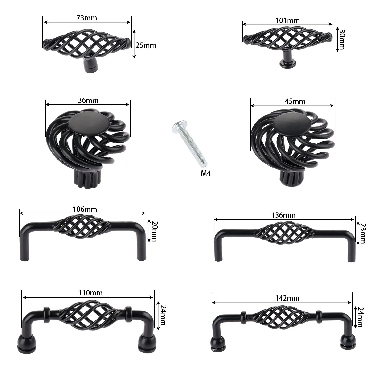 1 черная спиральная клетка для птиц искусства мебельная фурнитура ручки кухонных