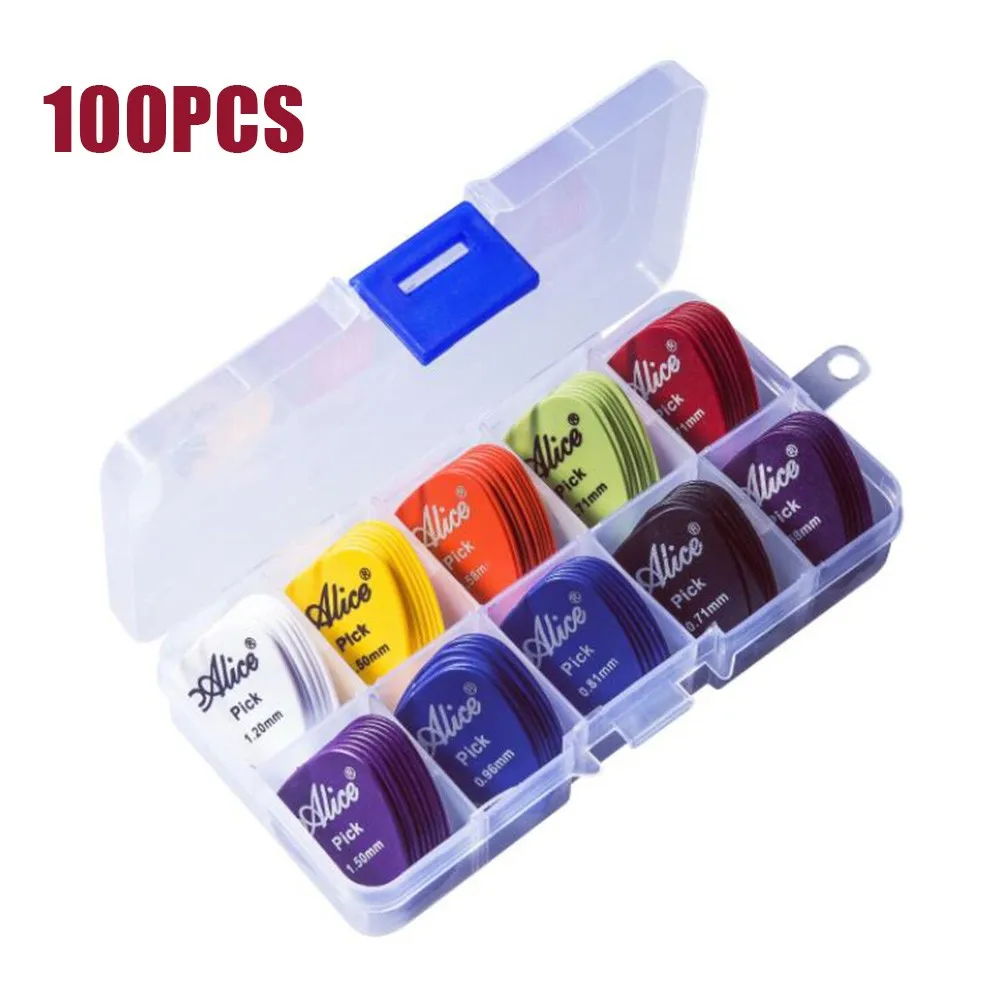 

100pcs Guitar Picks Acoustic Electric Plectrums 0.58 0.71 0.81 0.96 1.2 1.5mm Thickness Assorted High Quality