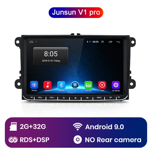 Junsun 2 din Автомобильный Радио мультимедийный плеер gps для Volkswagen VW golf passat b6 туристическое поло седан TIGUAN JETTA Android DVD - Цвет: Junsun V1 Pro