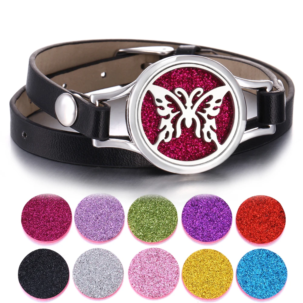Ароматерапия Эфирные масла диффузор браслет 316L кулон из нержавеющей стали кожаный браслет для женщин аромат ювелирные изделия с диффузором