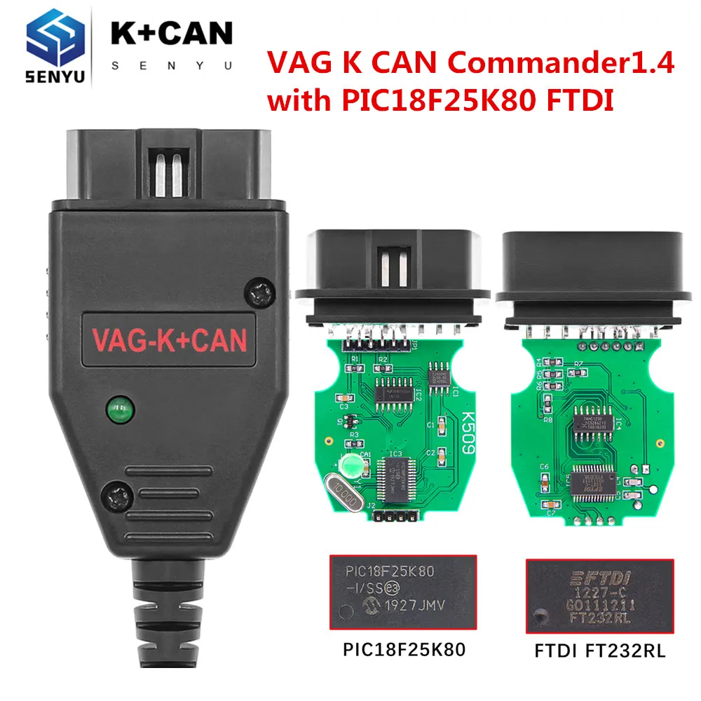 Автомобильный диагностический инструмент VAG K CAN Commander 1 4 PIC18F25K80 FTDI FT232RL OBD OBD2 Кабель