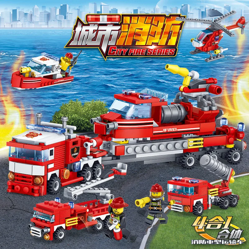 4 в 1 Fire Kazi City 80512 вертолет полицейский участок Совместимость Lepingly Technic