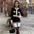 Женский зимний костюм-двойка, облегающий топ и юбка