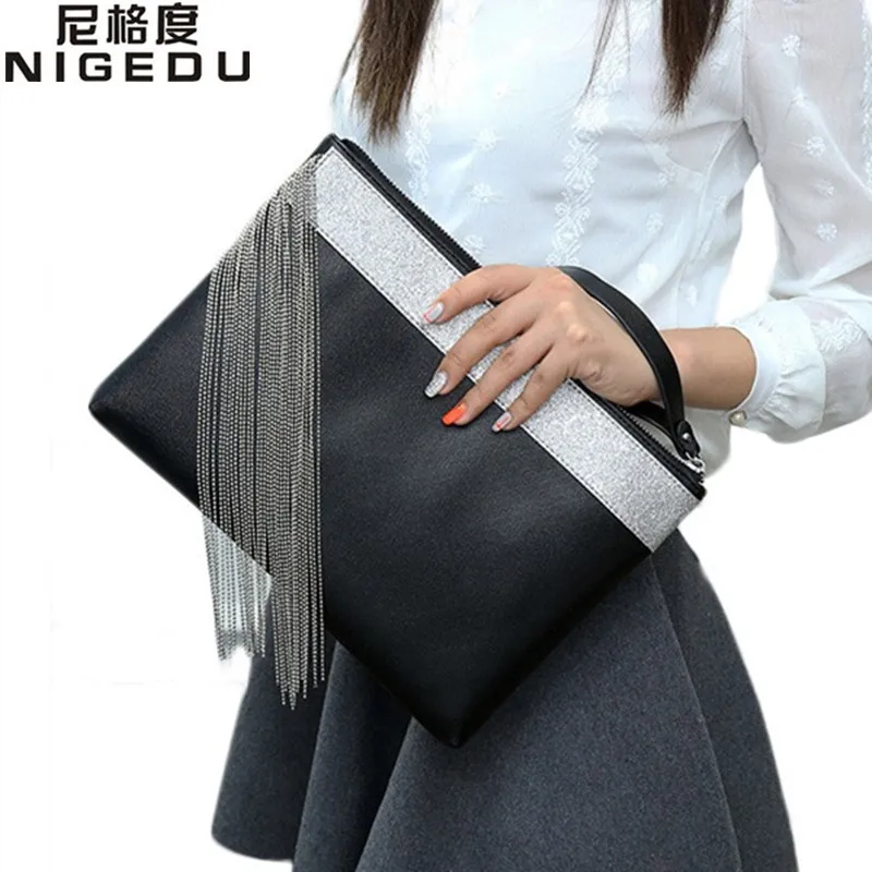 Модная женская сумка-клатч с цепочкой и кисточками сумки через плечо для женщин