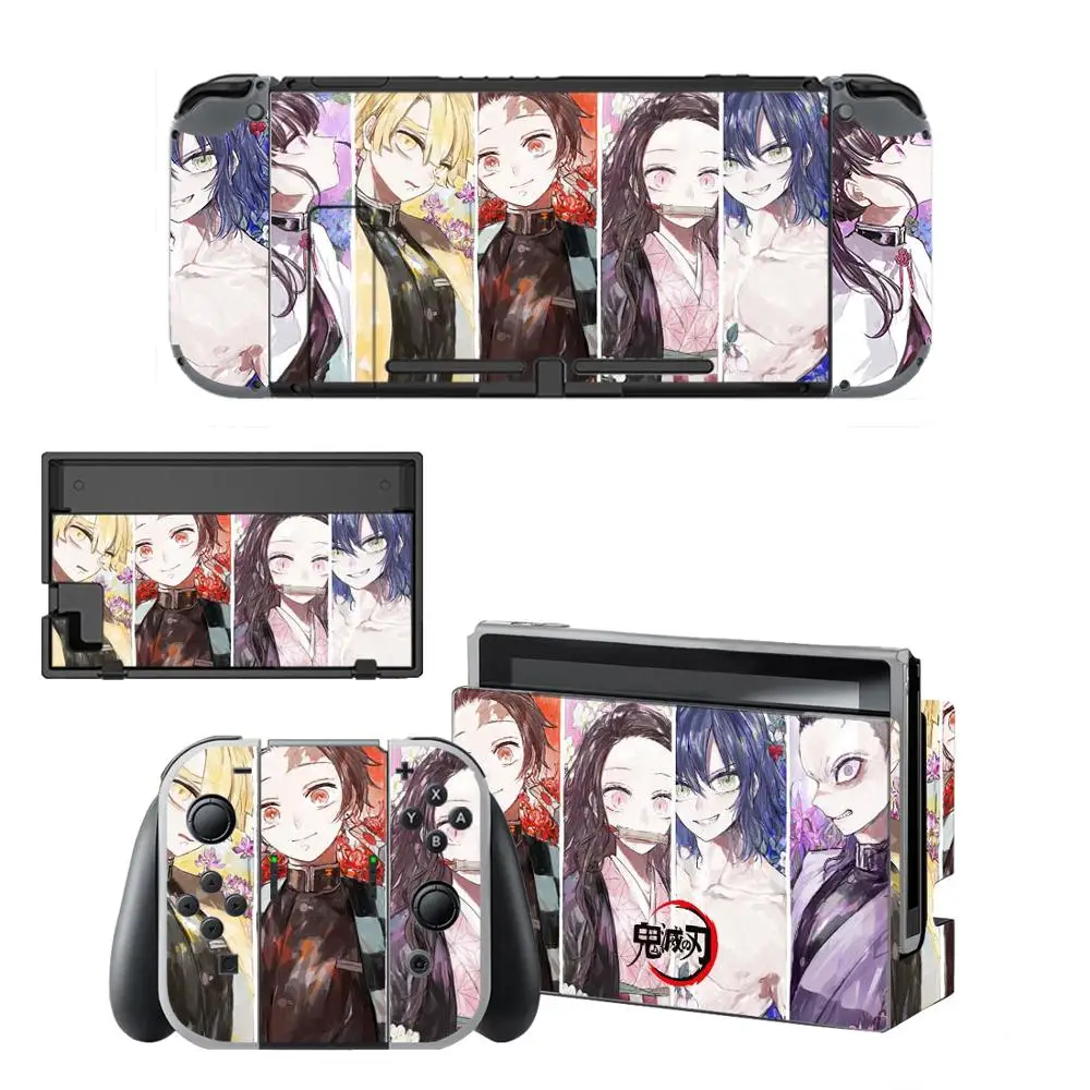 Vinyl Screen Skin Anime Demon Slayer Protector Stickers for Nintendo Switch NS Console + Controller + Stand Holder Dock Skins images - 6
