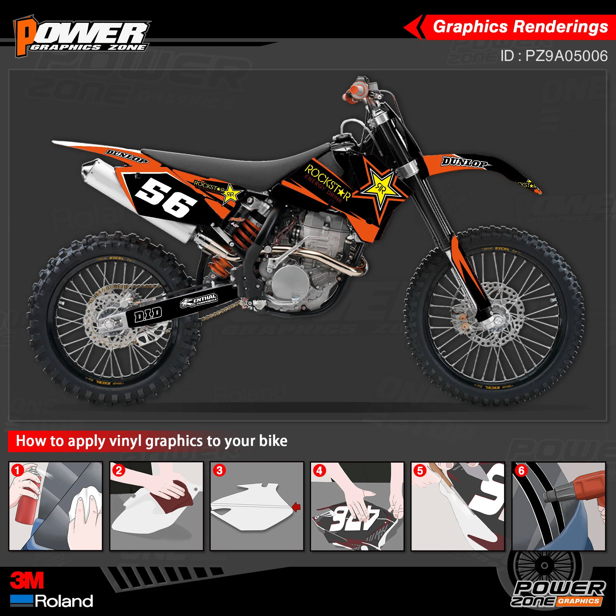 Набор наклеек PowerZone для KTM SX SXF MX 05-06 EXC XCW Enduro 05-07 125-500cc 06 | Автомобили и мотоциклы
