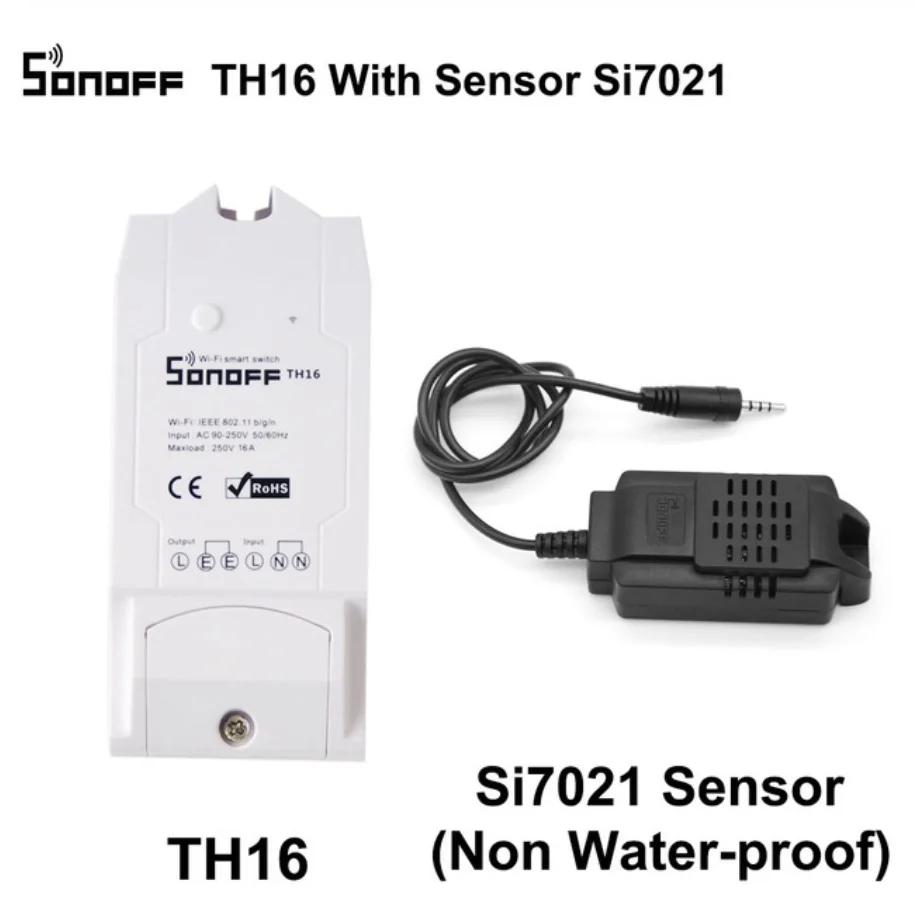 TH16 plus SI7021 SONOFF TH10/TH16 SI7021 переключатель датчика влажности беспроводной датчик контроля температуры Wifi умный дом пульт дистанционного управления - Комплект: TH16 plus SI7021