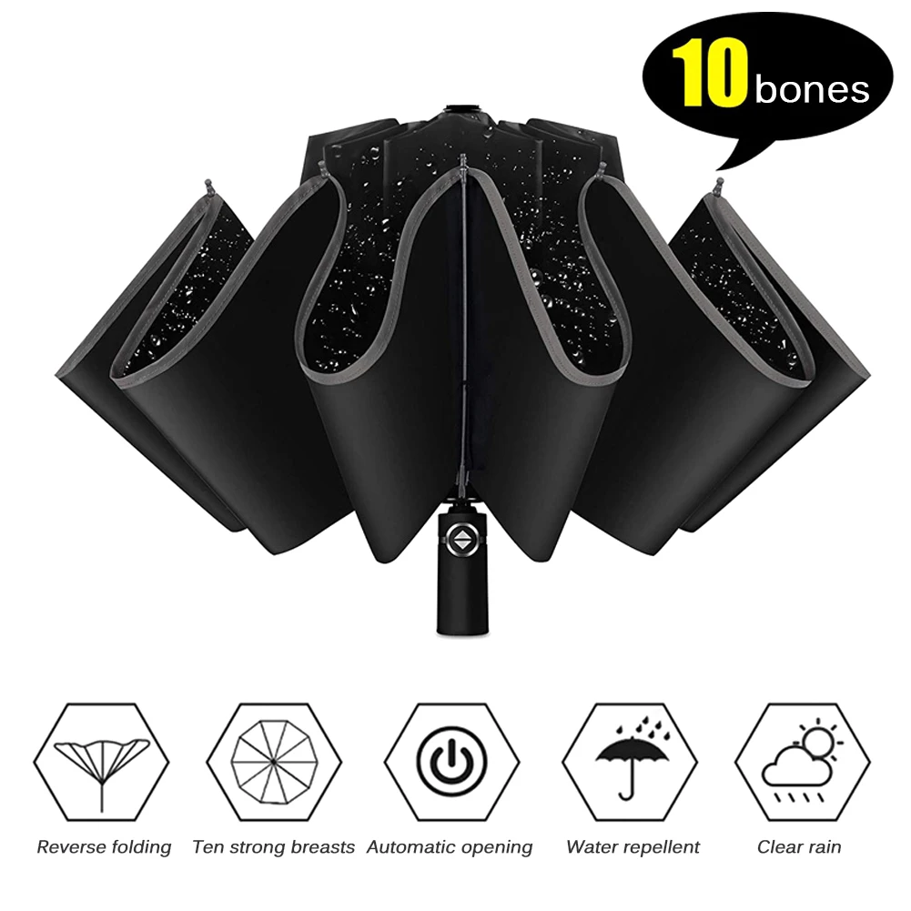 Ветрозащитный Автоматический складной перевернутый зонтик портативный заднего