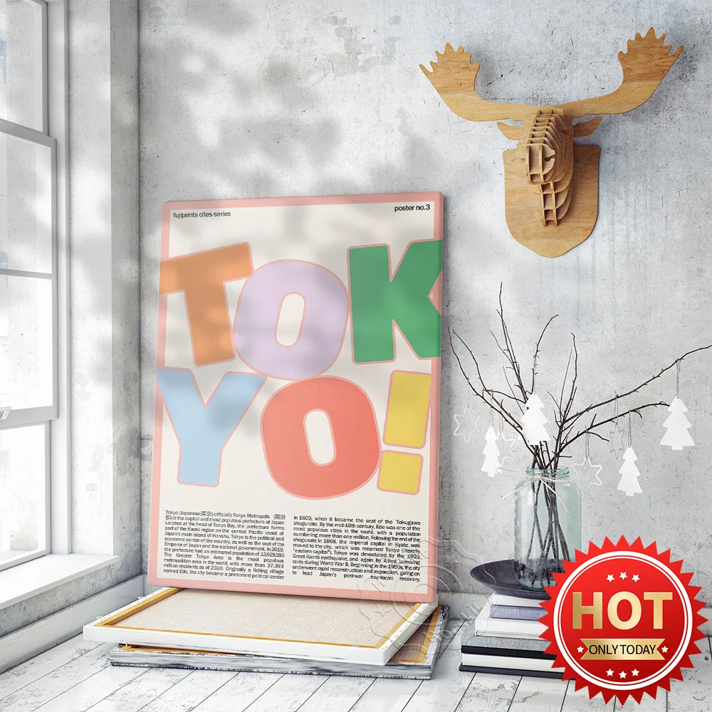 

Modern Art Prints Series Tokyo Vintage Art Poster, Japan Tokyo City Tavel Wall Picture, Kids Room Living Room Home Decor Mural