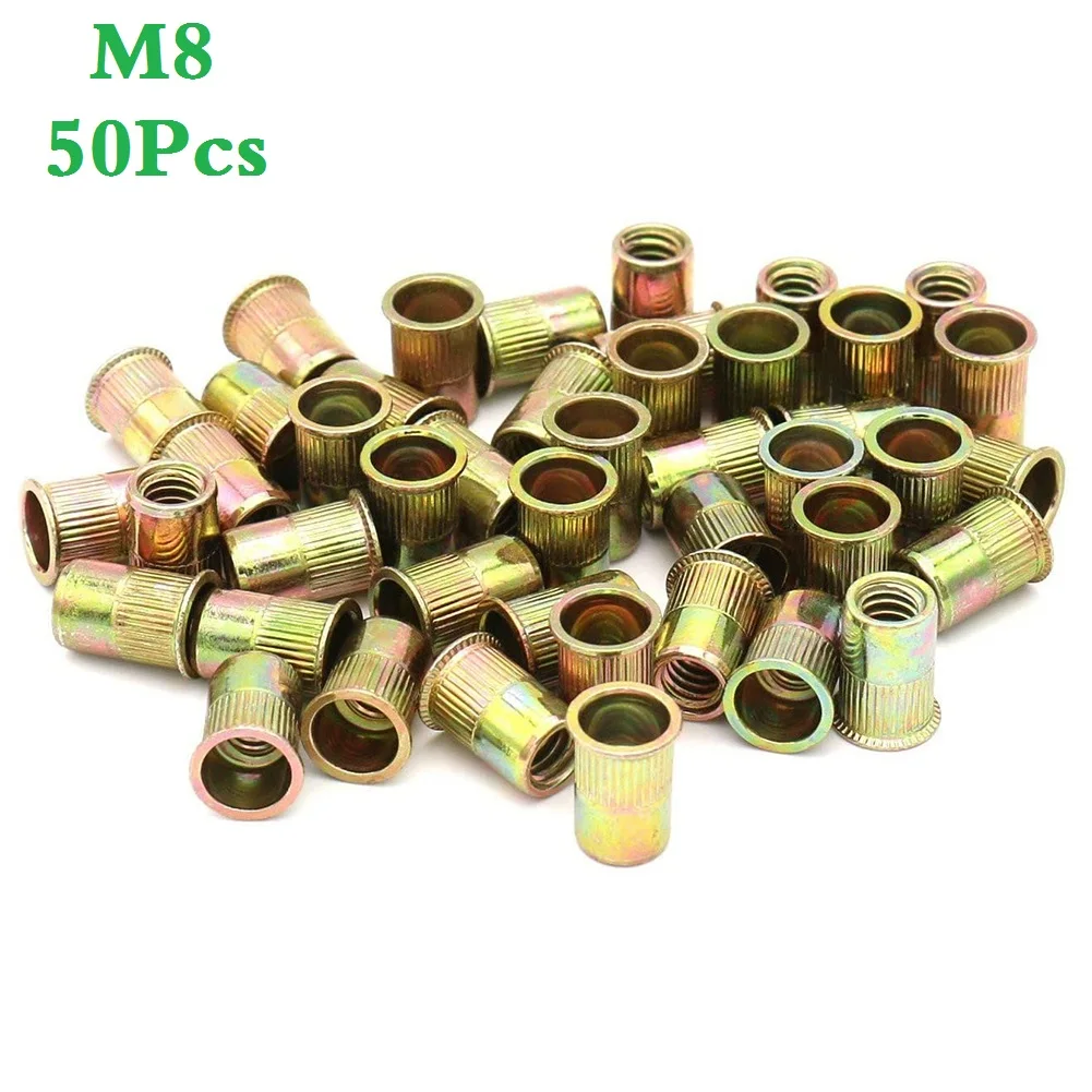 

50pcs M8 Nutserts Rivet Nuts Flange Blind Rivnuts Zinc Plated Steel Nut Nutsert M8 Rivet Nuts