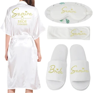 Длинный халат на заказ, Свадебный халат подружки невесты для вечерние, имитация шелка, мягкая искусственная кожа, для дня рождения, кимоно, Халат