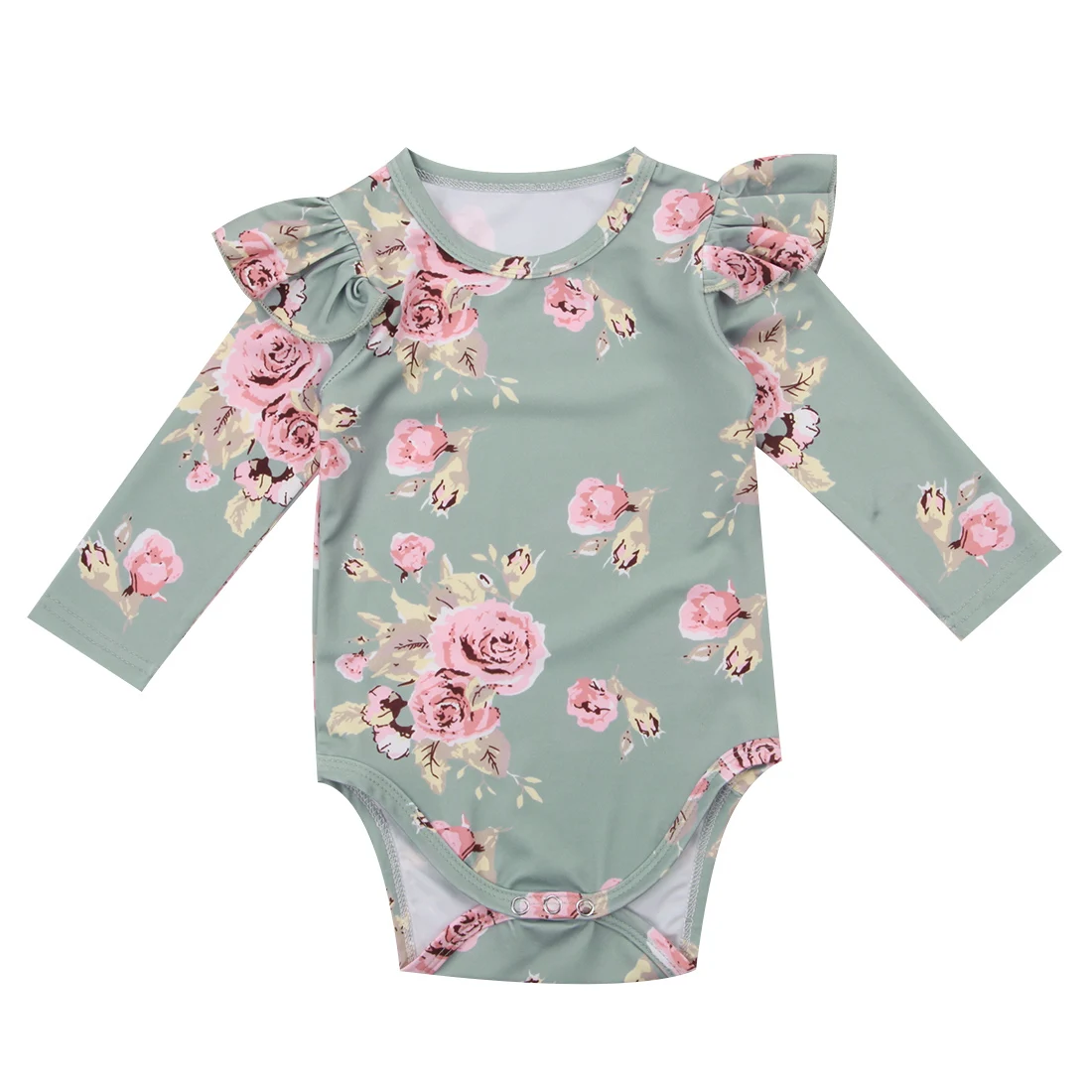 

Newborn Baby Girls Romper Toddler Kids Long Fly Sleeve O-Neck Rompers Jumpsuit Tops Outfits Floral Print Clothes for 0-3Years