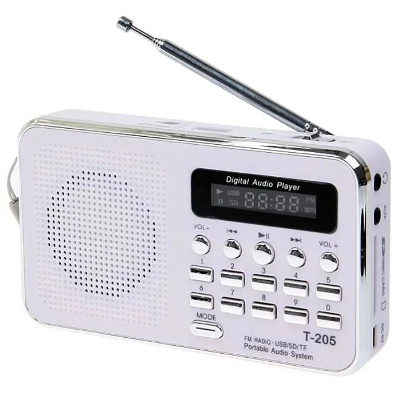T 205 Fm радио портативный цифровой мультимедийный Mp3 музыка громкий динамик 3 Вт