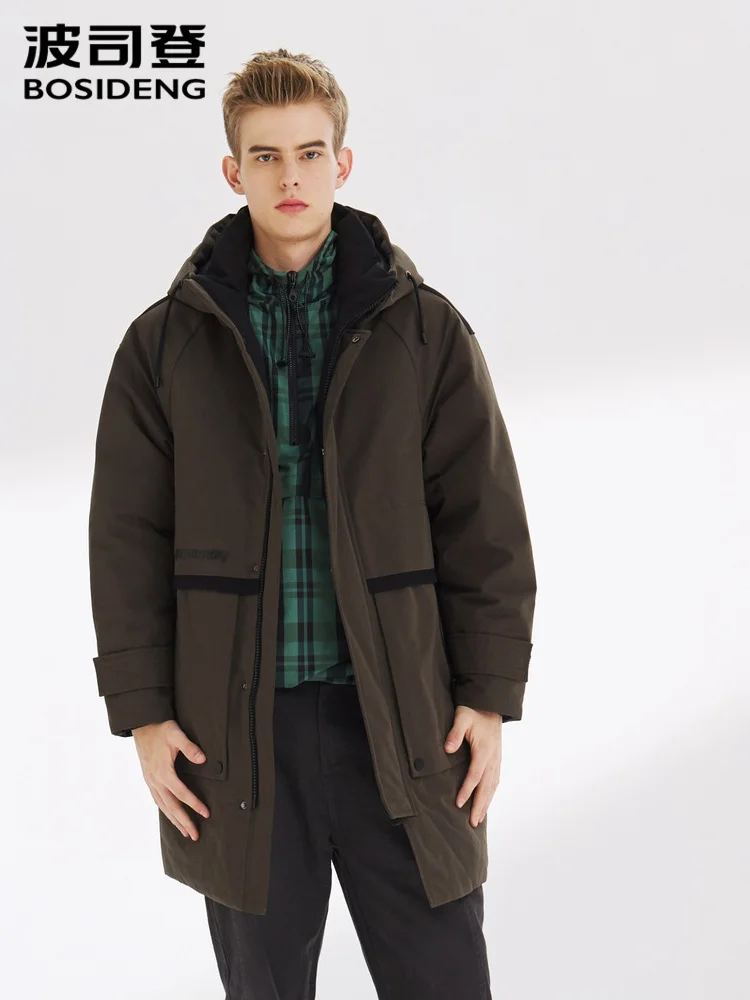 Мужская парка на утином пуху BOSIDENG ветрозащитная куртка с капюшоном молодежная