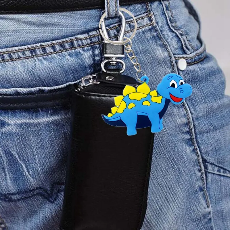

12Pcs/ Set Baby Dinosaur Keychain Kids Soft PVC Keyring Charm Key Chain Car Bag Pendant Plastic Cartoon Dinosaur Keychains