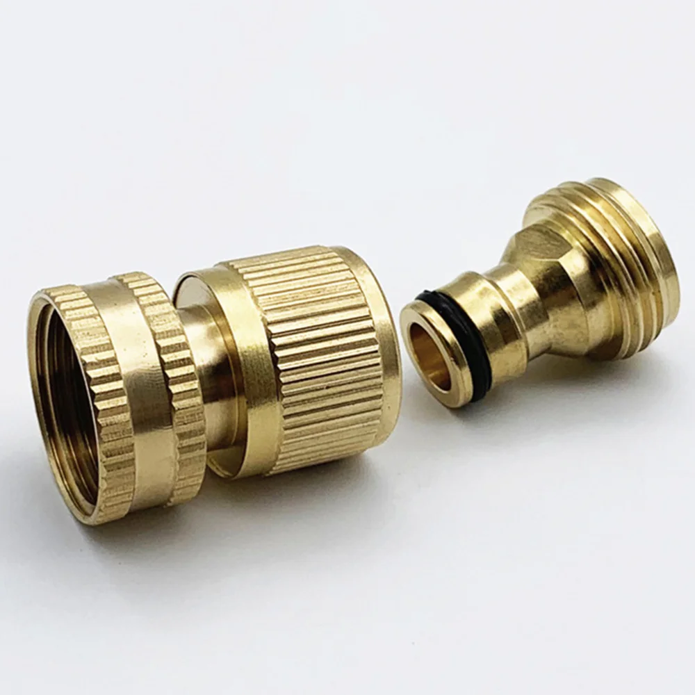 

2 Sets Garden Hose Brass Quick Connector Garden Hose Fitting Water Hose Connectors 3/4 Inch External Thread Female and Internal