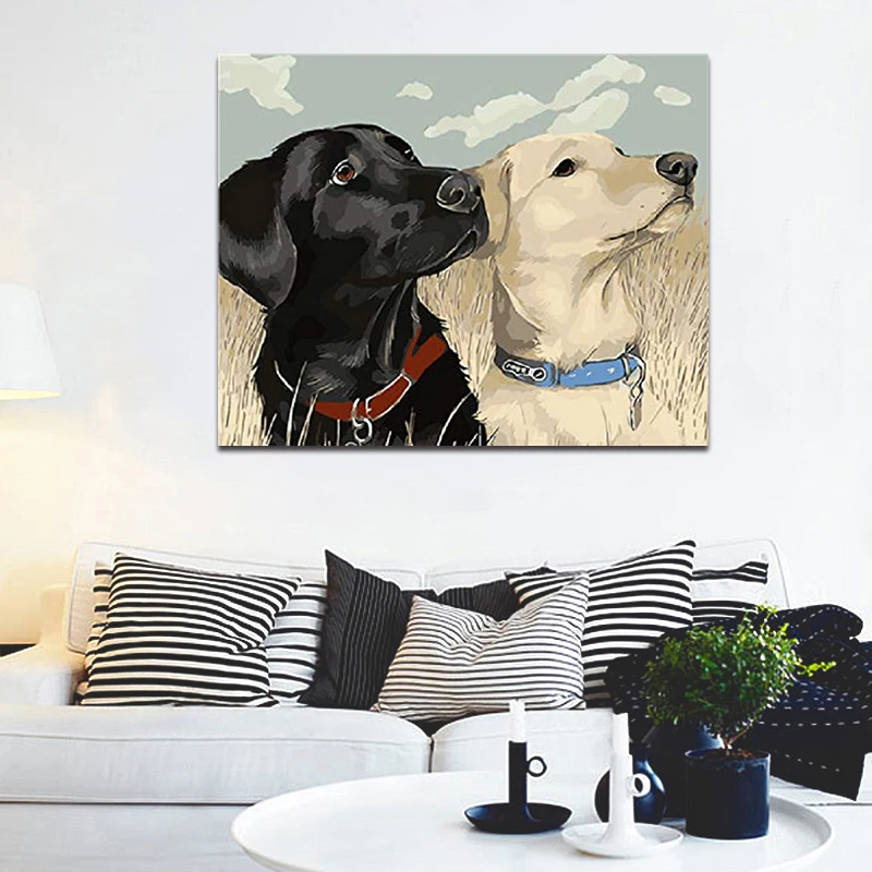 DIY картинки для раскраски по номерам с собакой Картина Рисунок Рельеф Живопись в