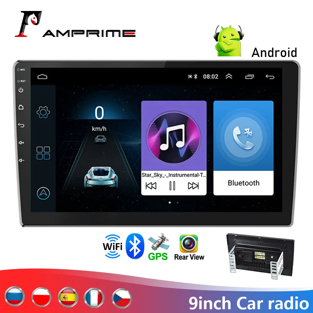 Автомагнитола AMPrime на Android 2 Din 9 &quot с GPS-навигацией Bluetooth Wi-Fi стерео видео MP5 |
