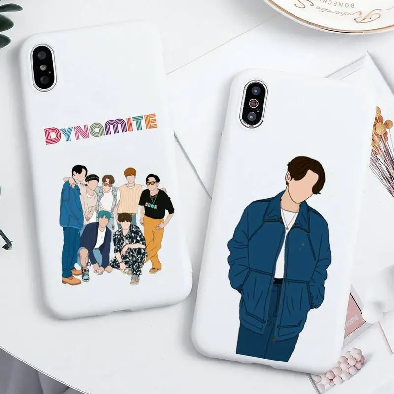 

Fashion Kpop Korean DYNAMITE Phone Case For iphone 12 11 Pro Max Mini XS 8 7 6 6S Plus X SE 2020 XR Candy white Silicone cover