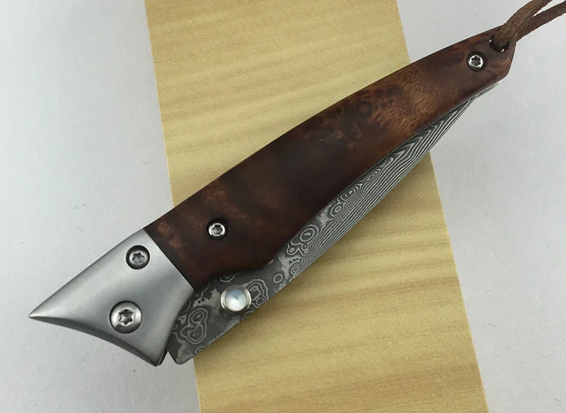 

NKAIED L02 folding knife VG10 Damascus blade copper gasket red shadow wooden handle camping outdoor tactical survival EDC tool