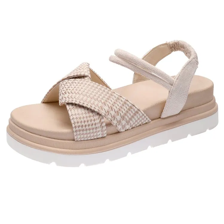 

Clogs With Heel 2021 Summer Muffins shoe Black Platform Sandals Clear Shoes All-Match Womens Wedges Med Thick Flat Espadrilles F