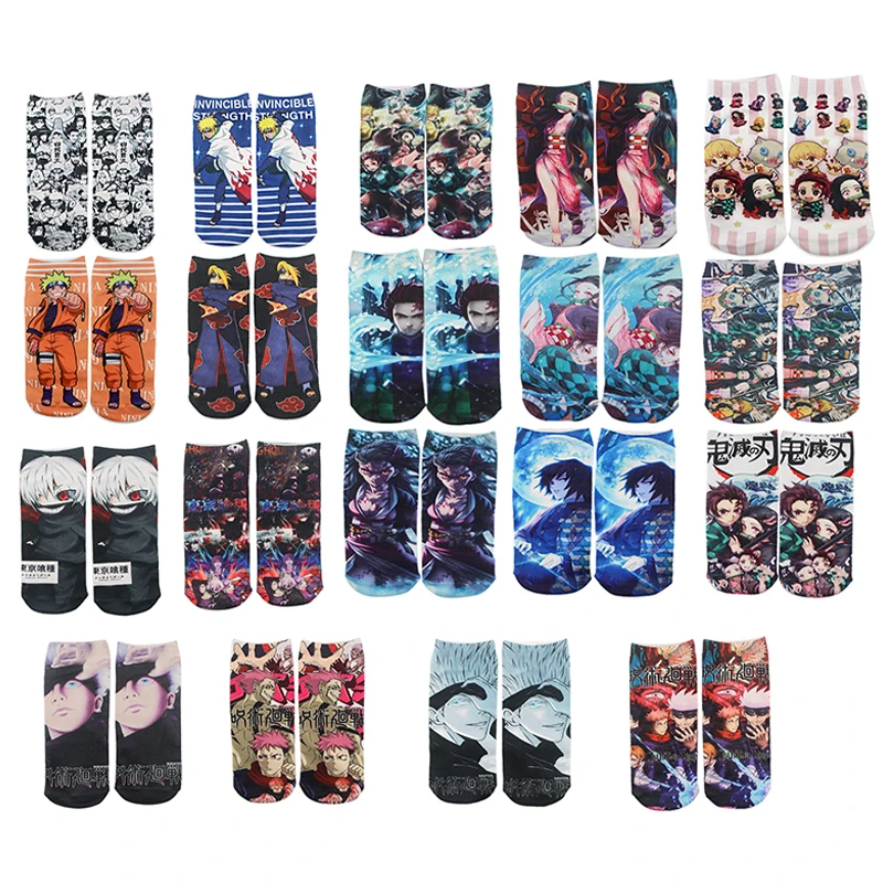 Calcetines de Anime para ni&ntilde;os y ni&ntilde;as, calcet&iacute;n de Naruto, Tokyo Ghoul, Demon Slayer, Conjure back, dibujos animados, figura de anime, casual, divertido, xxx-0