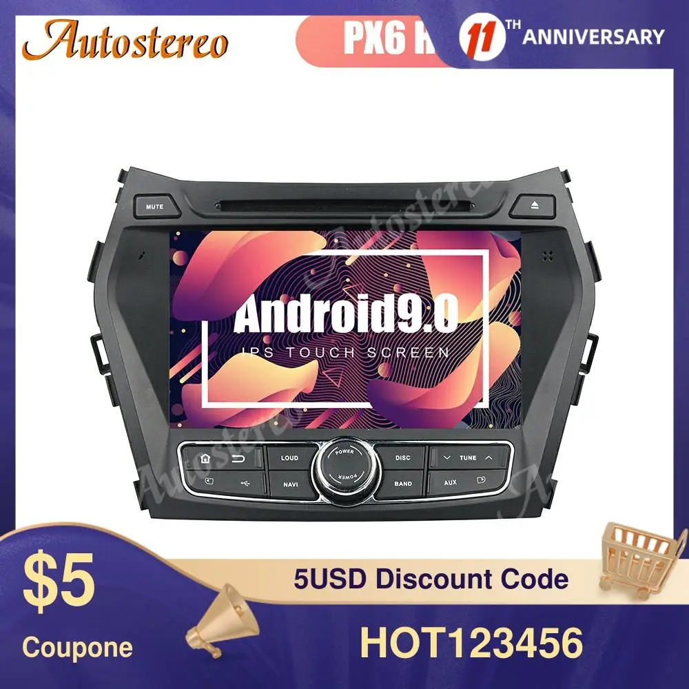 Px6 Android 9 MAX 64 ГБ Автомобильный DVD мультимедийный плеер для Hyundai IX45 2014 2018