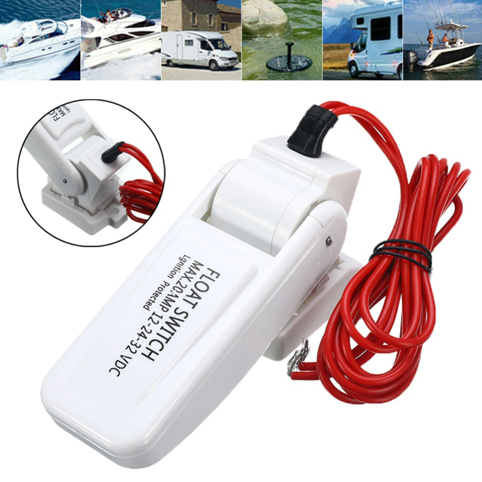 Автоматический поплавковый выключатель насоса шлюпки Bilge Pump Float Switch Automatic 12V/24V/32V для лодки, яхты, каравана, кемпинга, морской рыбалки, воды.