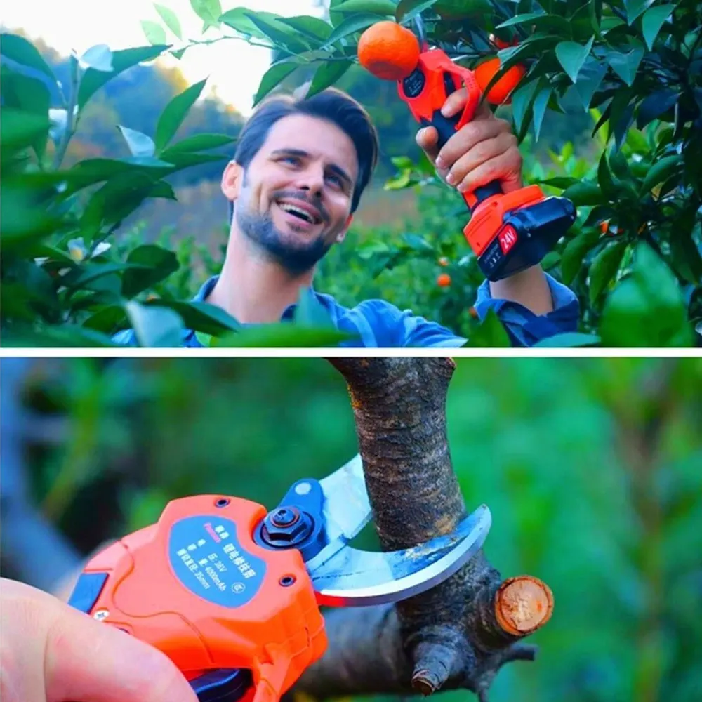 48V Electric Cordless Pruning Shears Rechargeable Lithium Battery Gardening Trimming Scissors Branch Cutter Non Slip Handle enlarge