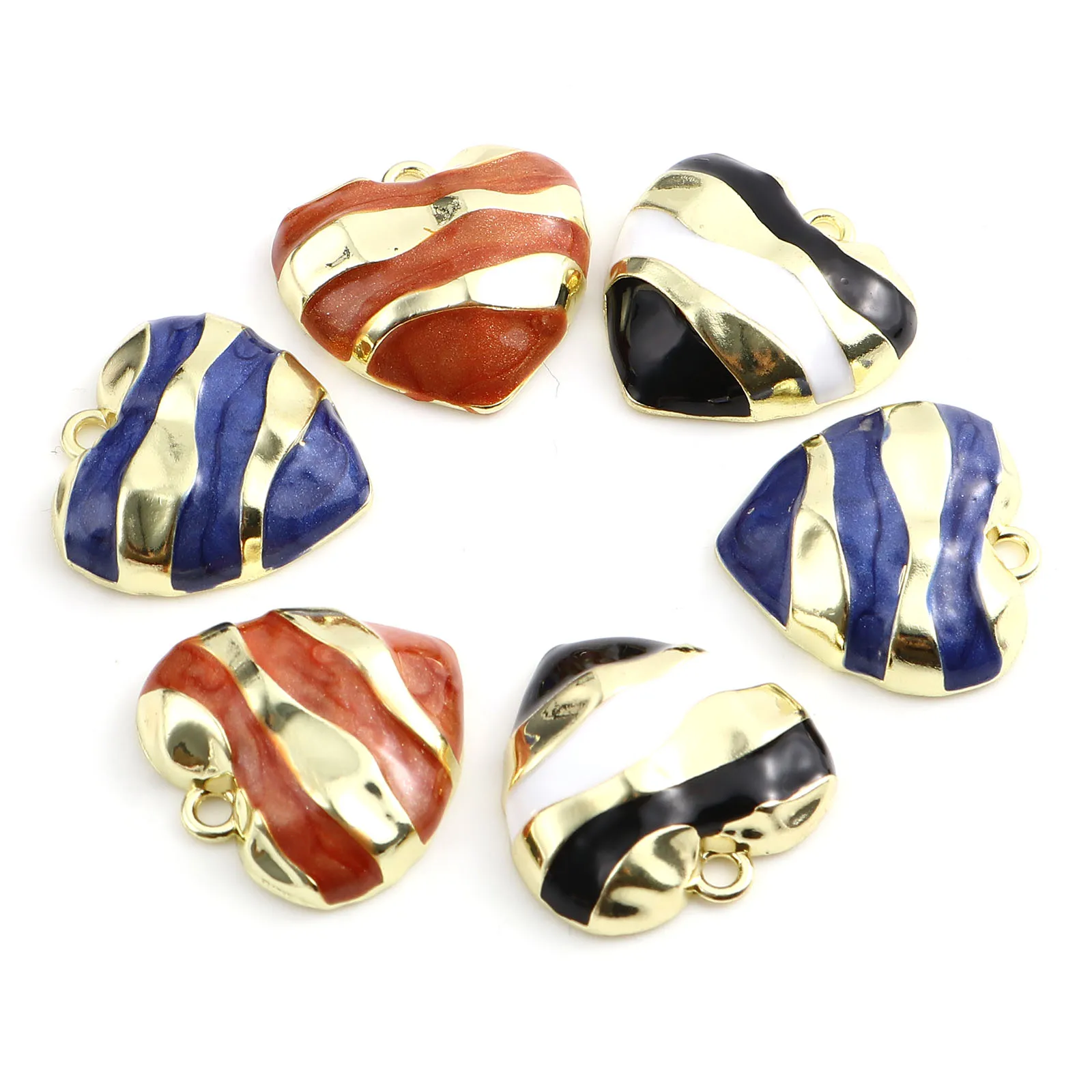 

5PCs Vintage Enamelled Heart Charms Pendant For Jewelry Making Geometric Square Strip Charms Pendant Necklace Earrings DIY Gift