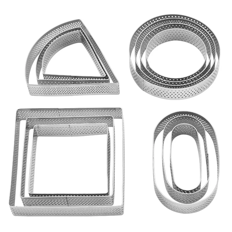 

Stainless Steel Mini Mousse Cake Ring Perforated Mold DIY Egg Tart Ring Dessert Cookies Baking Mould Pastry Baking Tools