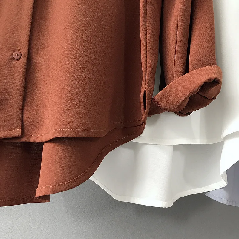 Модные свободные блузы шифоновая рубашка с длинным рукавом Женский пуловер