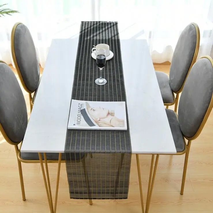 

Fyjafon Table Runner PVC Non-Slip Hollow out Table Runners Kitchen Cafe Hotel Table Runner for Family Dinner Black White