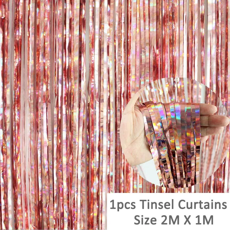 1pcs Tinsel Curtains Lincaier 16 дюймов фольгированные шары «С Днем Рождения» для маленьких мальчиков и девочек первый день рождения 1st One вечерние украшения гирлянды для детей и взрослых - Цвет: 1pcs Tinsel Curtains