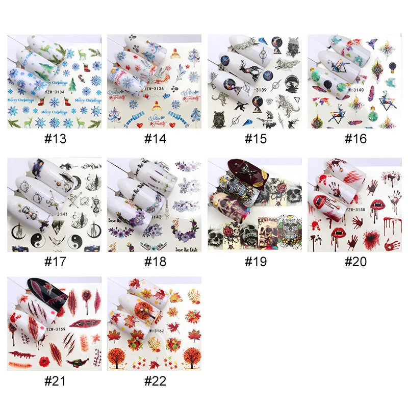 1 лист переводные наклейки бумага цветной дизайн ногтей Водные Наклейки Цветок